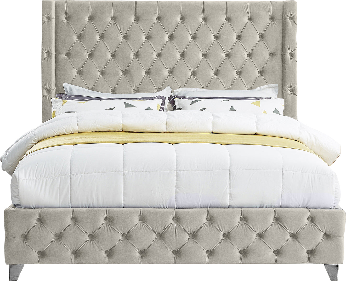 peyton cream velvet king bed k