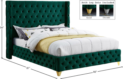 Peyton Green Velvet Full Bed F