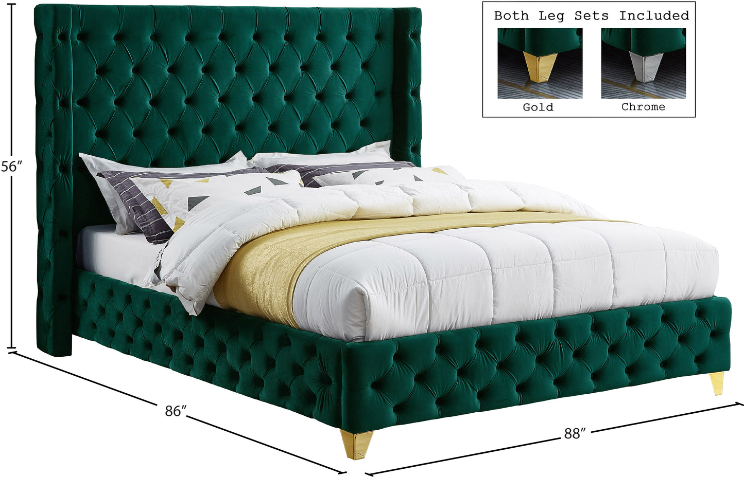 peyton green velvet king bed k