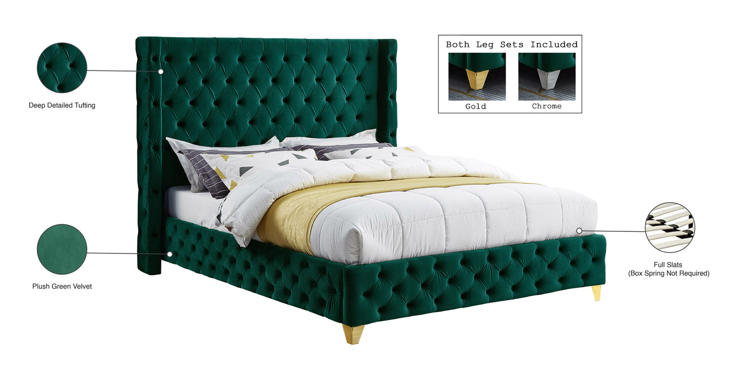 peyton green velvet king bed k