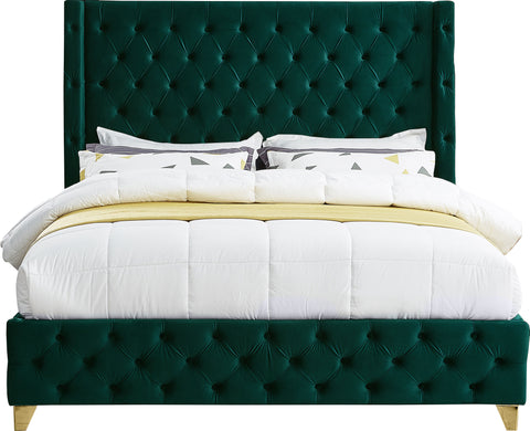Peyton Green Velvet Queen Bed Q