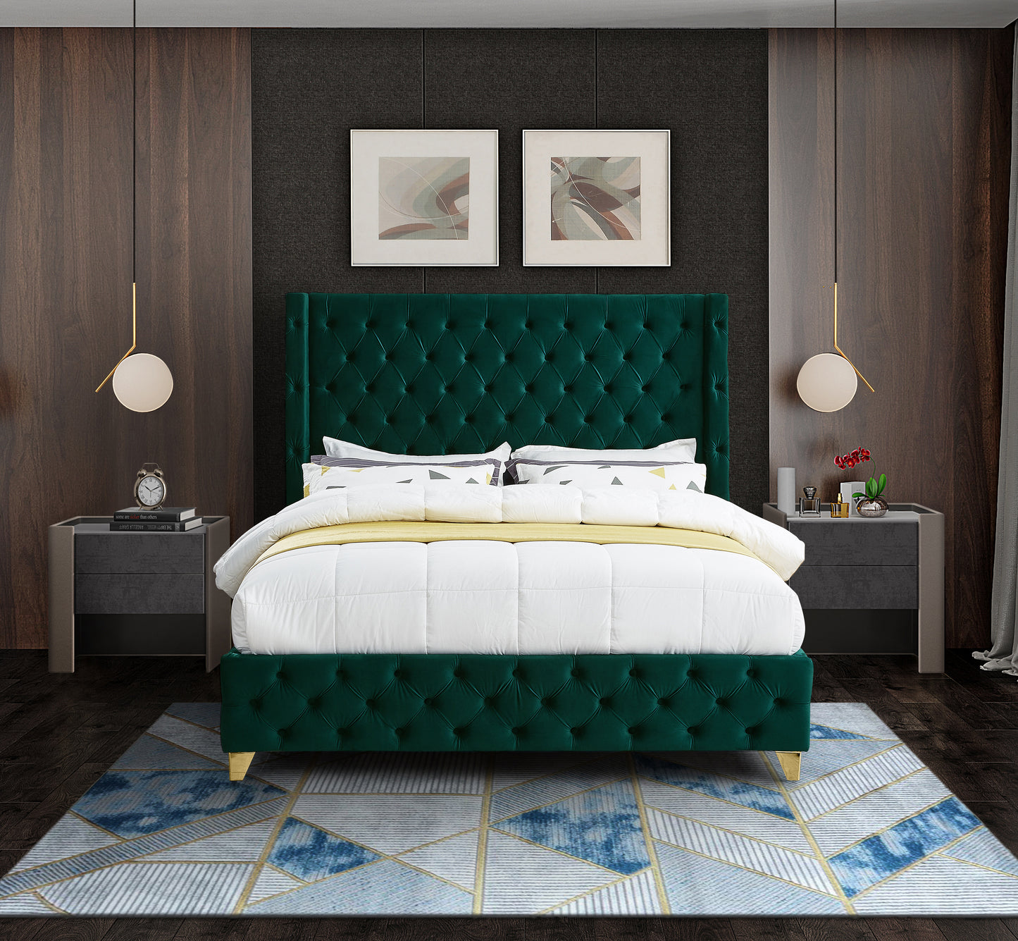 peyton green velvet queen bed q