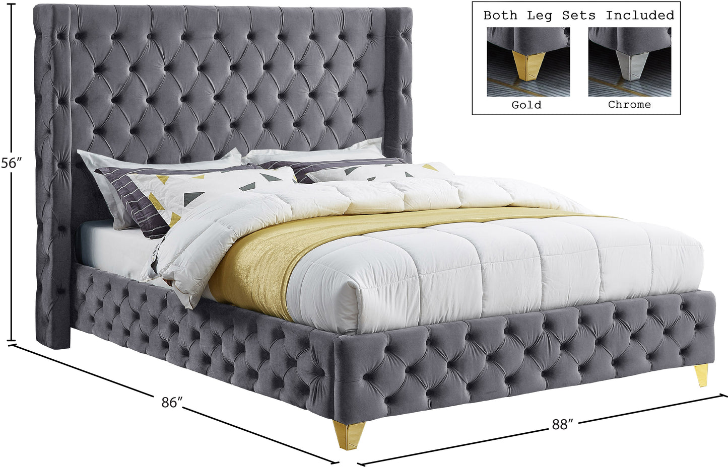 peyton grey velvet king bed k