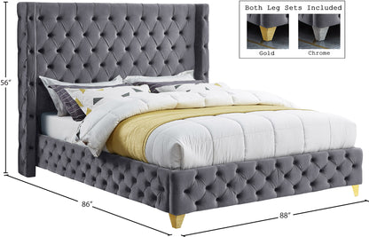 Peyton Grey Velvet King Bed K