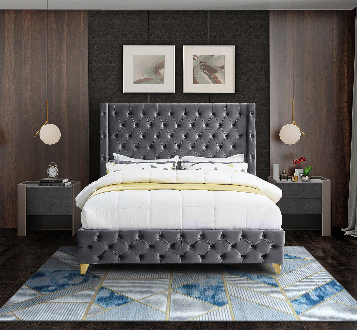 peyton grey velvet king bed k