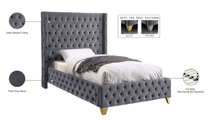 Peyton Grey Velvet Twin Bed T