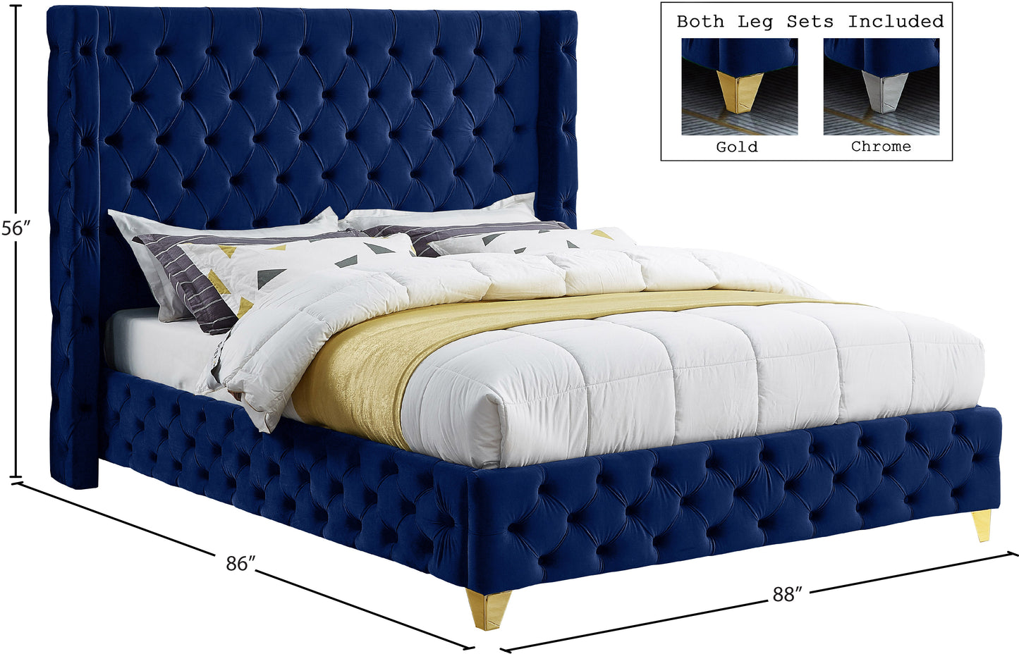 peyton navy velvet king bed k