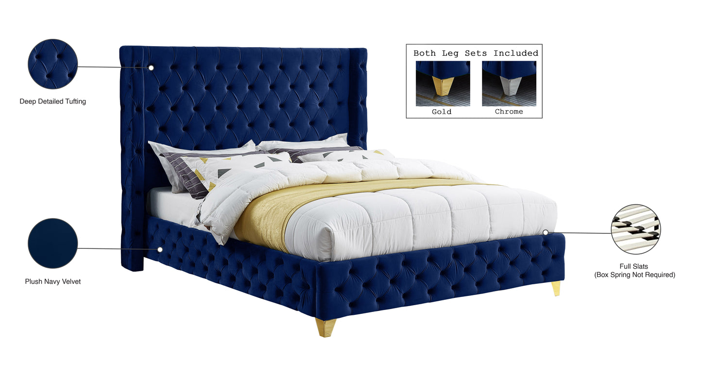 peyton navy velvet king bed k