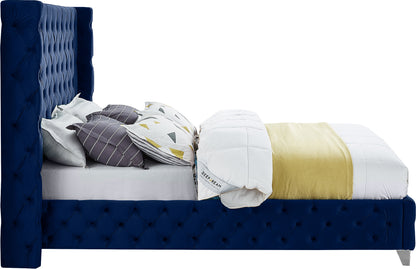 Peyton Navy Velvet King Bed K