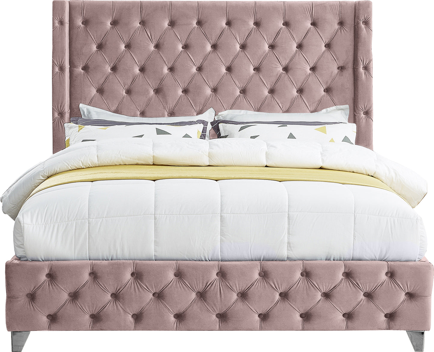 peyton pink velvet full bed f