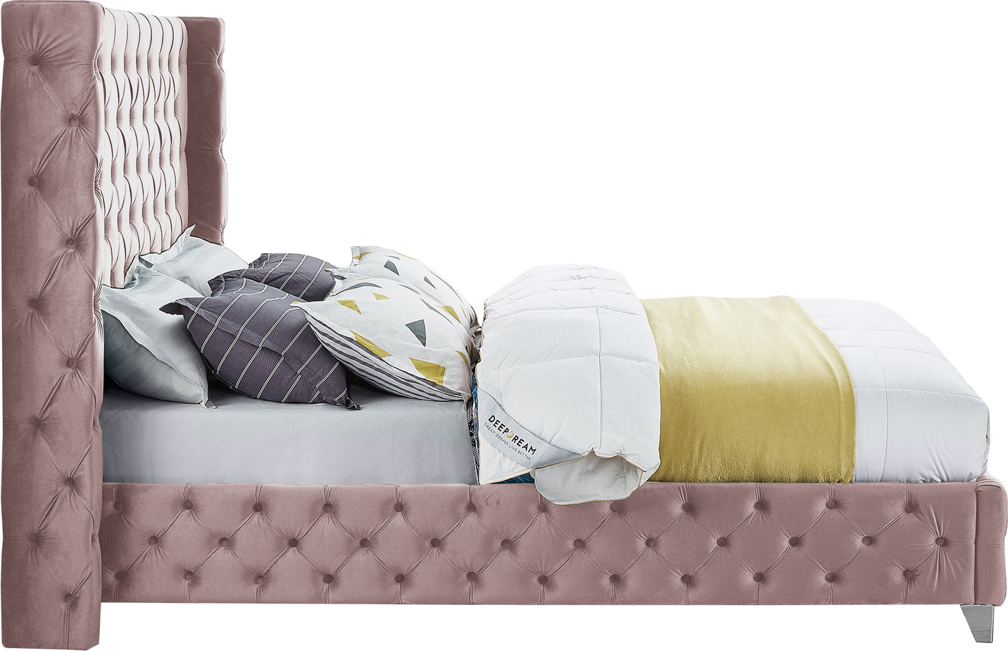 peyton pink velvet king bed k