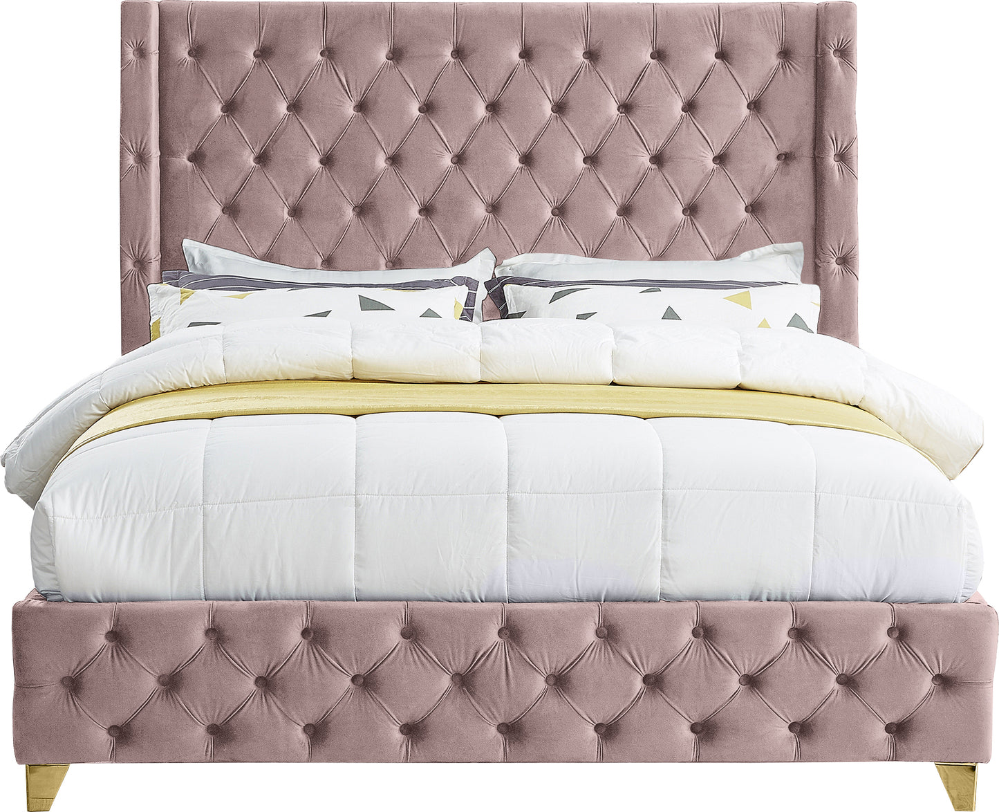 peyton pink velvet queen bed q