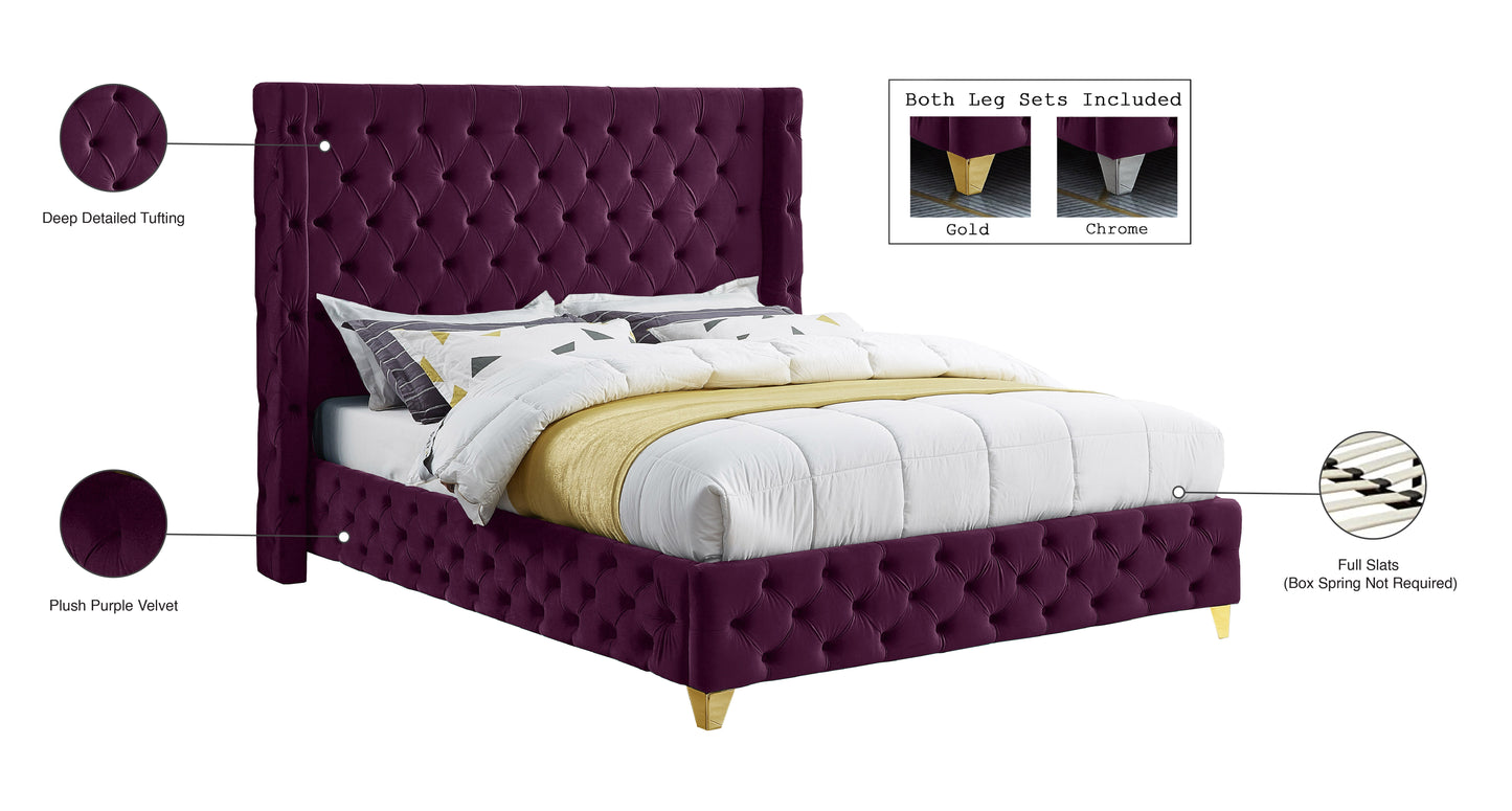 peyton purple velvet full bed f