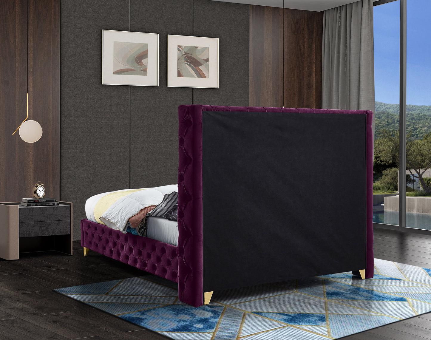 peyton purple velvet full bed f