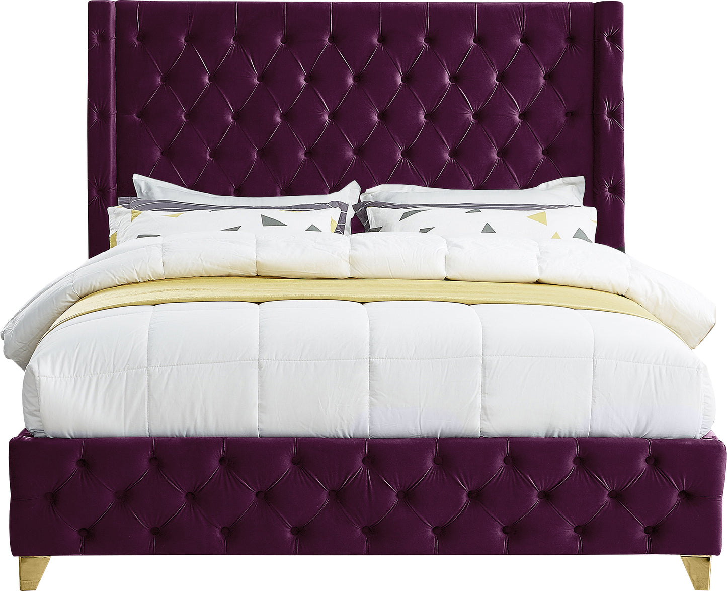 peyton purple velvet full bed f