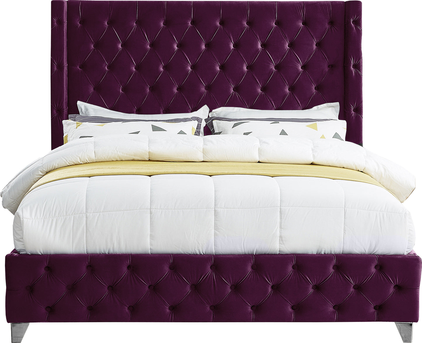 peyton purple velvet full bed f