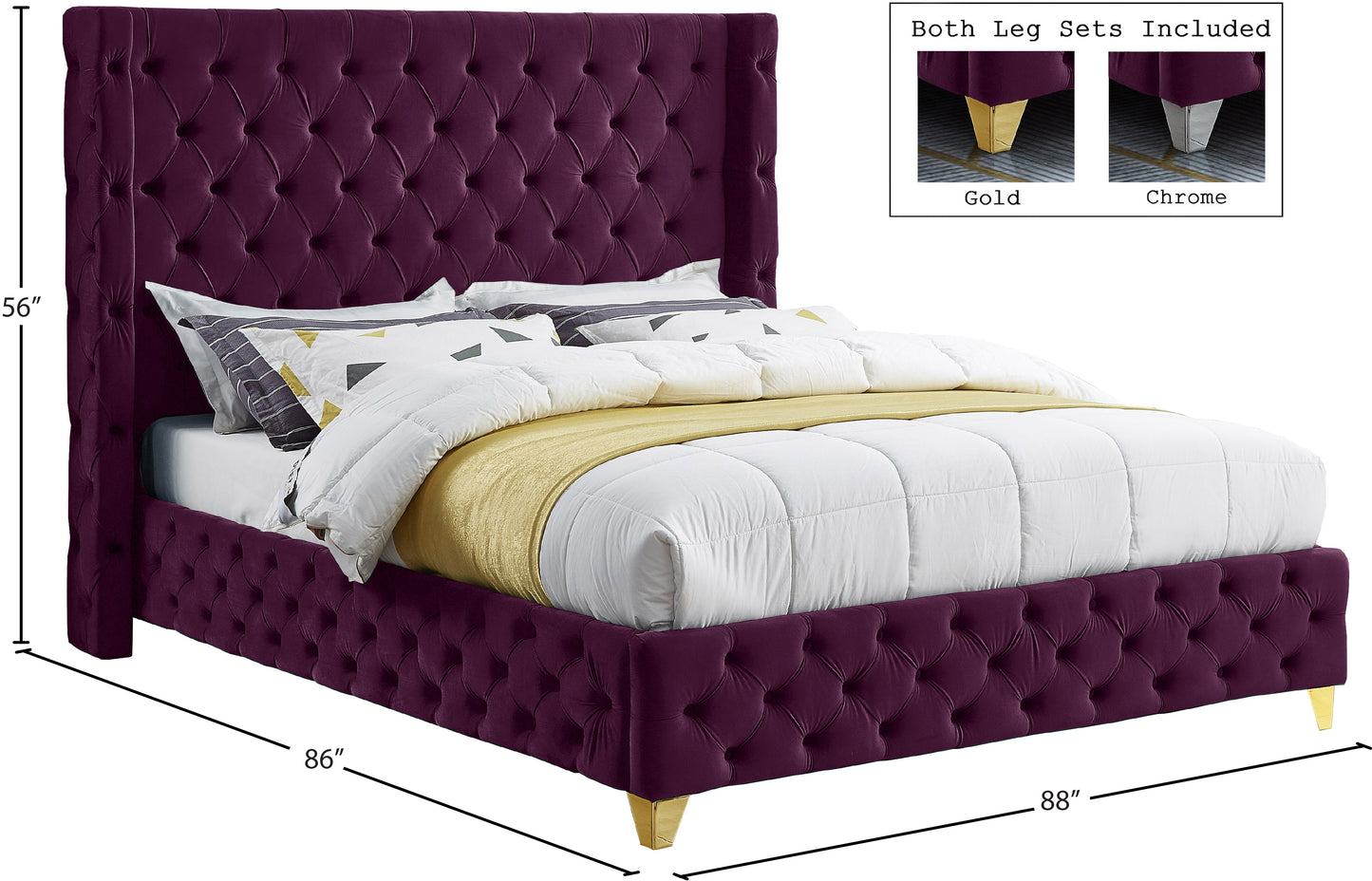 peyton purple velvet king bed k