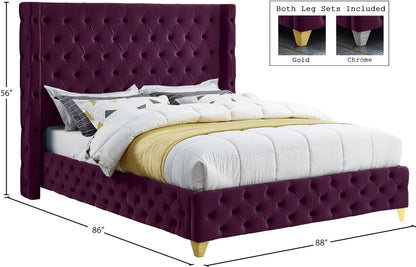 Peyton Purple Velvet King Bed K