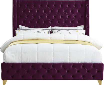 Peyton Purple Velvet King Bed K