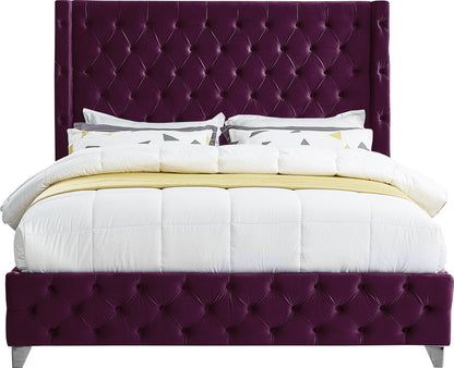 Peyton Purple Velvet King Bed K