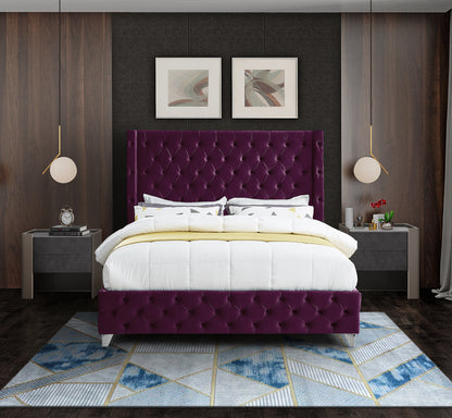 Peyton Purple Velvet King Bed K