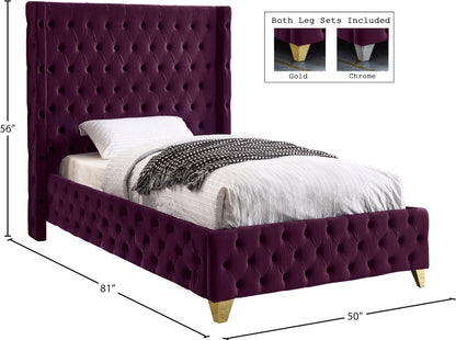 Peyton Purple Velvet Twin Bed T