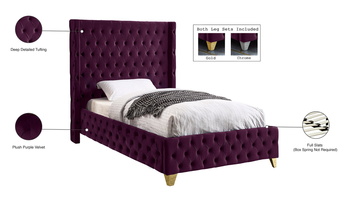 peyton purple velvet twin bed t