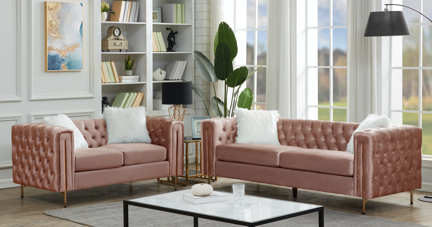 briana pink sofa & loveseat