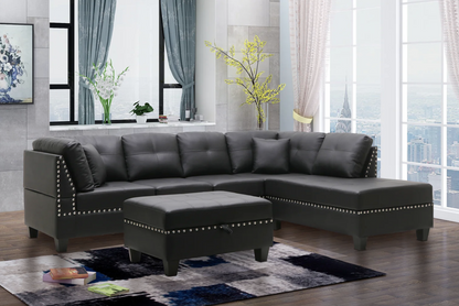 Mandy Sectional with Free Ottoman in Black