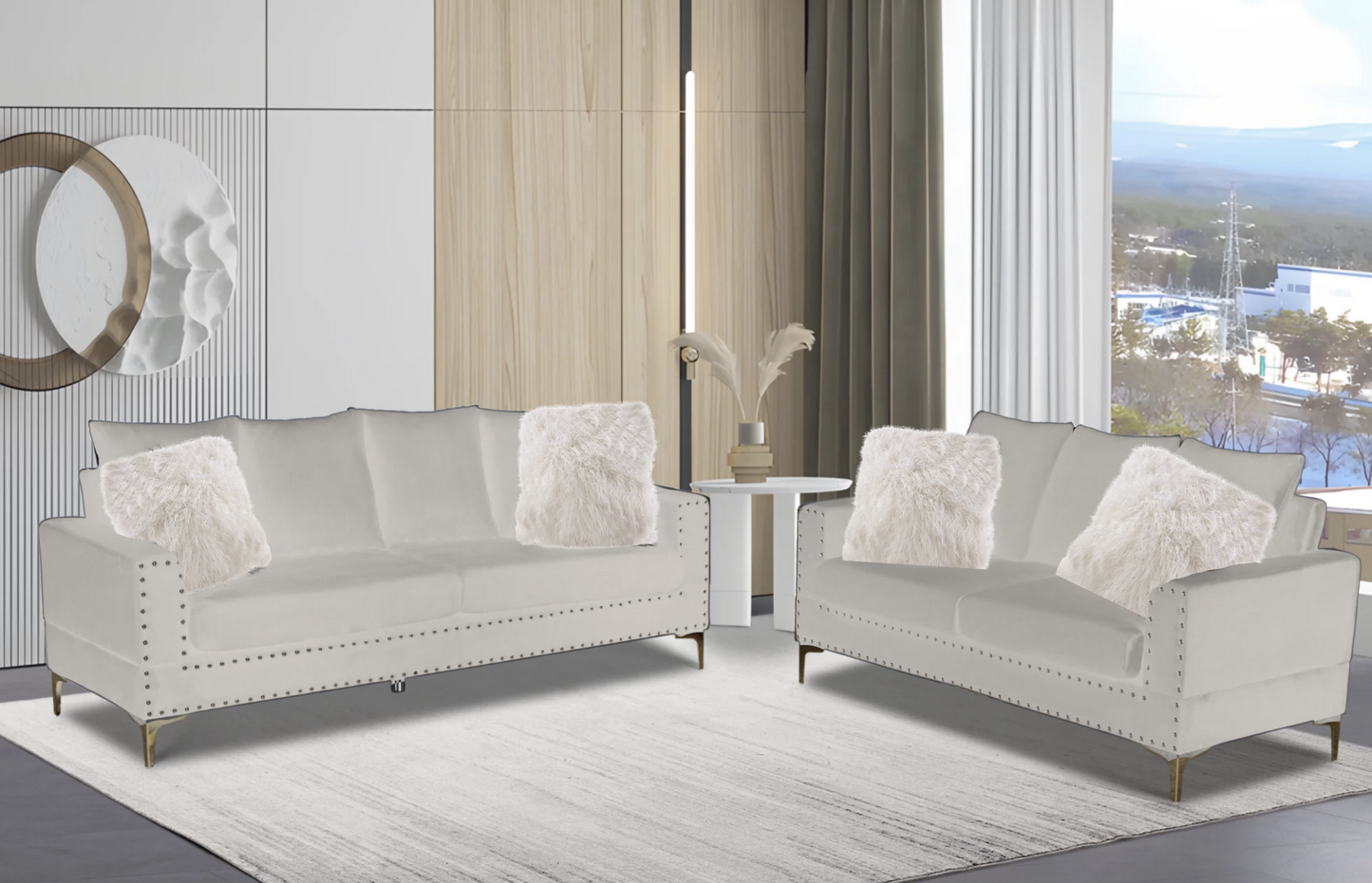 clare cream sofa and loveseat