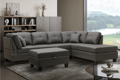 Mandy Sectional with Free Ottoman in Grey