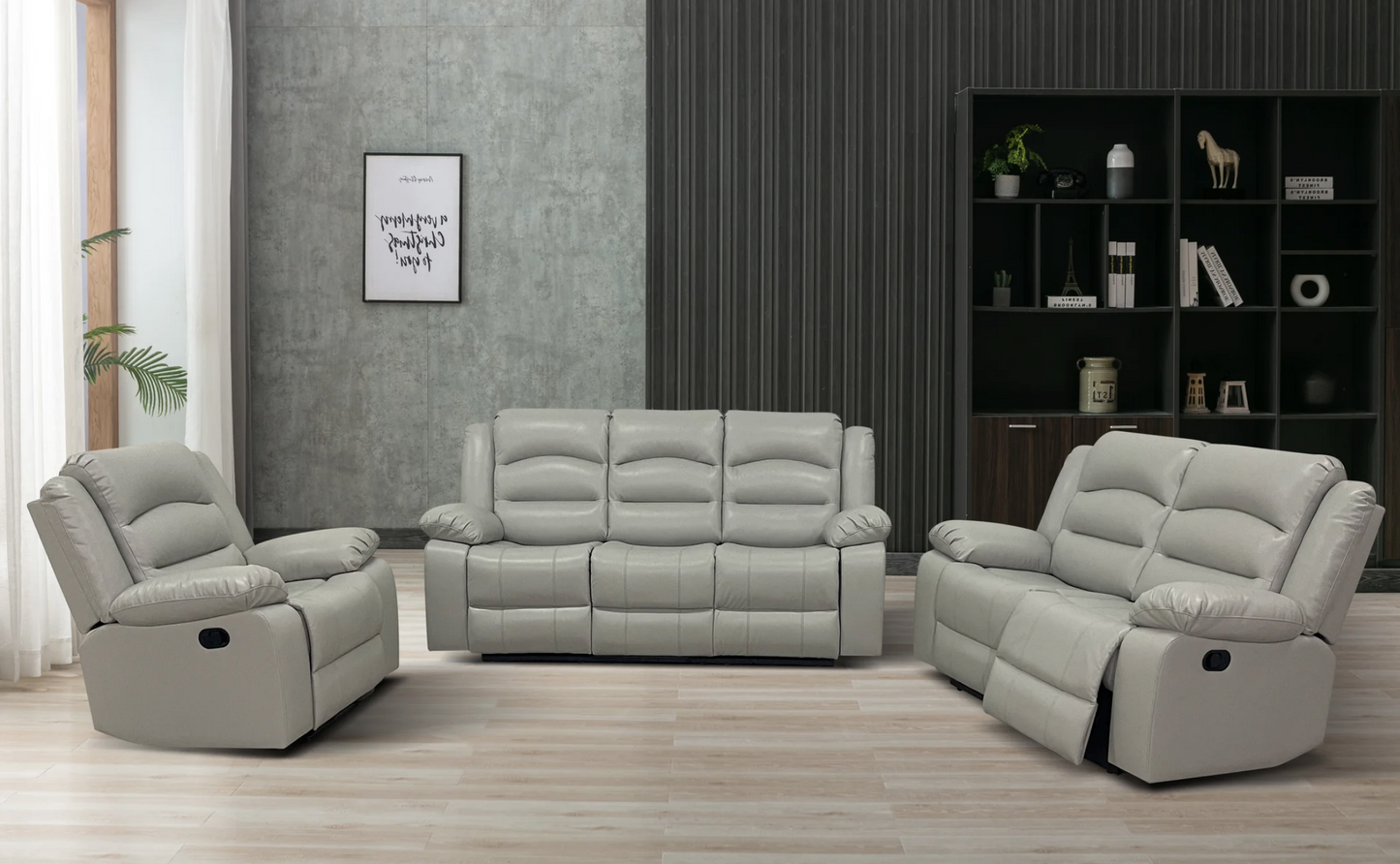 milly reclining sofa & loveseat -gray