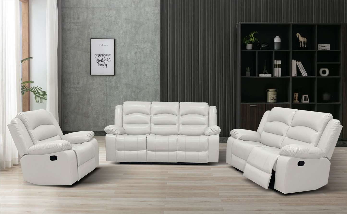 milly reclining sofa & loveseat -white