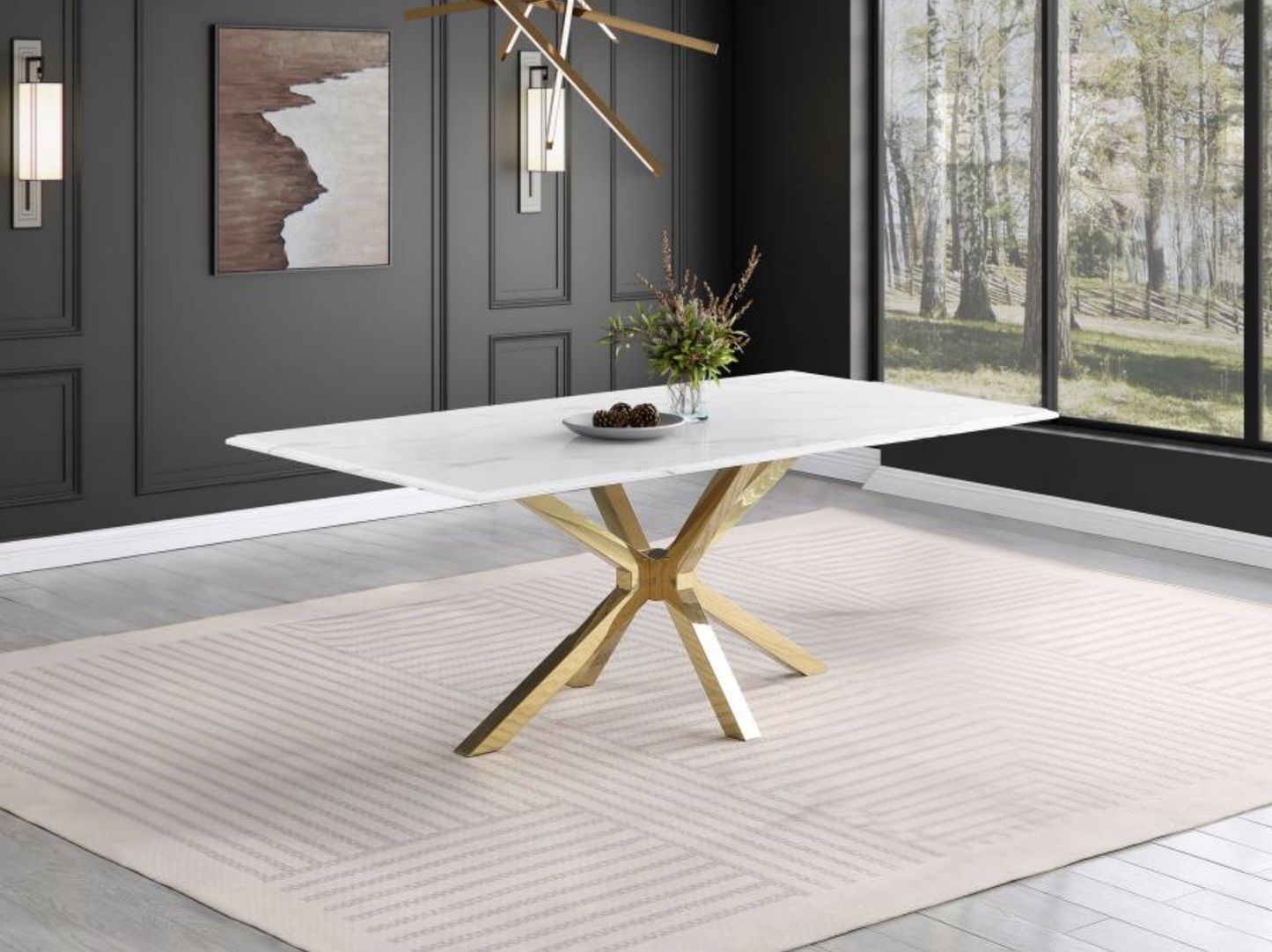 lara rectangular 79-inch faux marble dining table white price