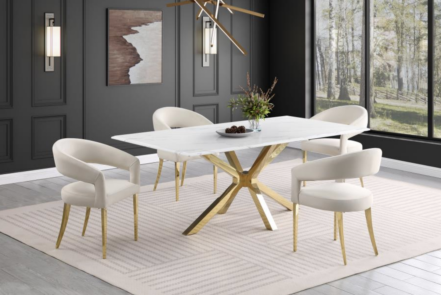 lara rectangular 79-inch faux marble dining table white price