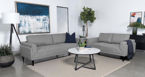 Jackman 2-piece Upholstered Track Arm Sofa Set GreyGrey