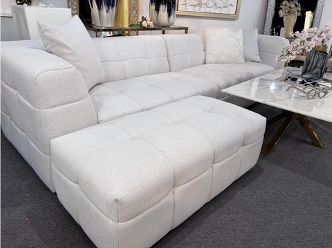 ✨114” XL Bouclé Sectional Sofa + Ottoman