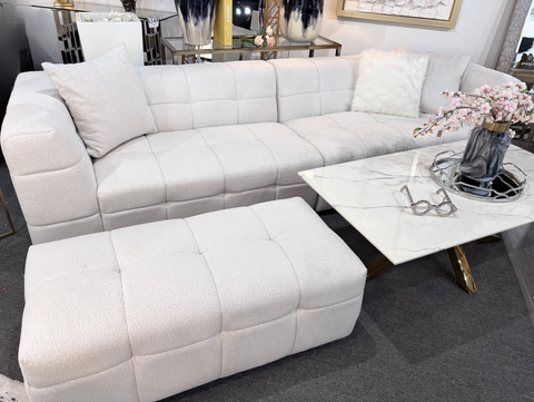 ✨114” XL Bouclé Sectional Sofa + Ottoman