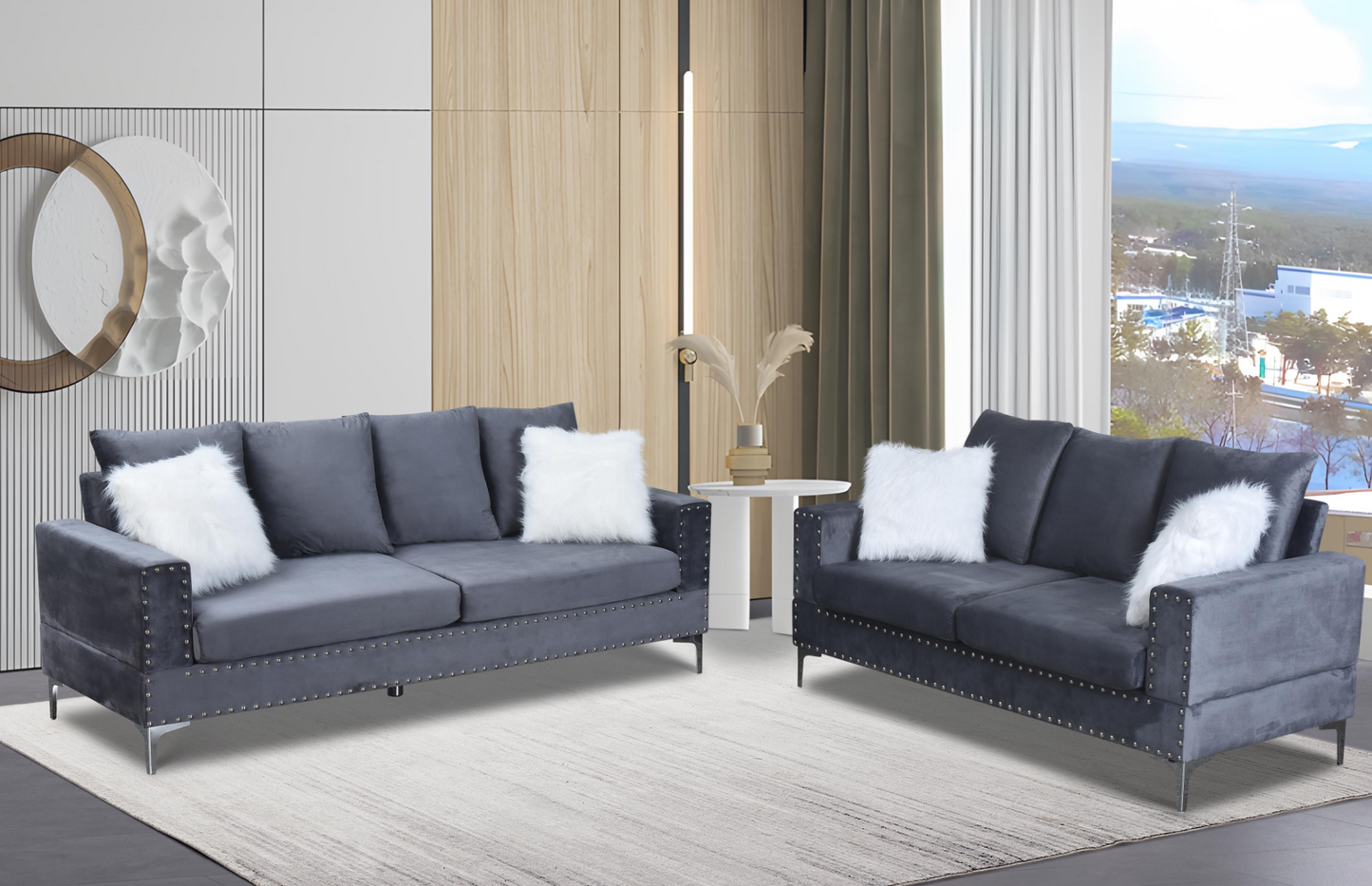 clare gray sofa and loveseat