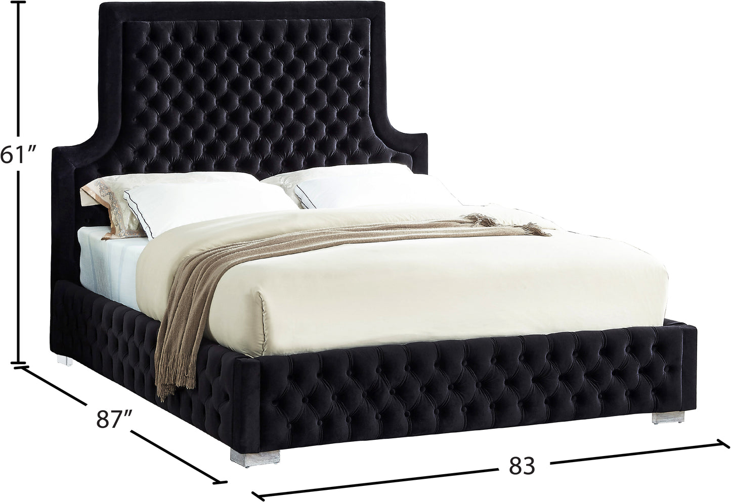 horizon black velvet king bed k