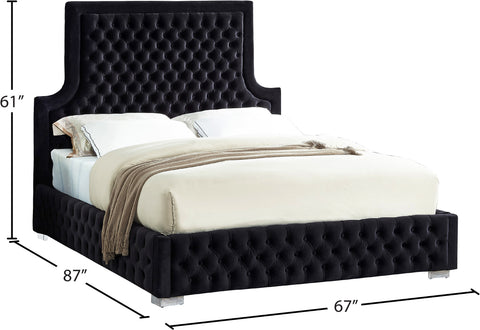 Zadie Black Velvet Upholstered Queen Bed, 1 Piece