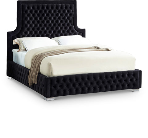 Zadie Black Velvet Upholstered Queen Bed, 1 Piece
