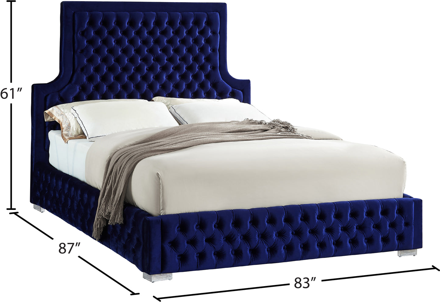 horizon navy velvet king bed k