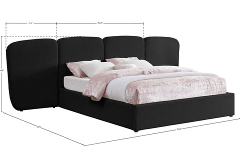 Sloane Black Boucle Fabric Upholstered King Bed, 1 Piece