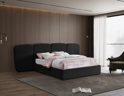 Sloane Black Boucle Fabric Upholstered King Bed, 1 Piece