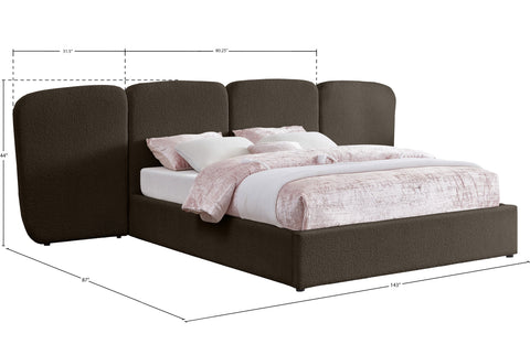 Sloane Brown Boucle Fabric Upholstered King Bed, 1 Piece