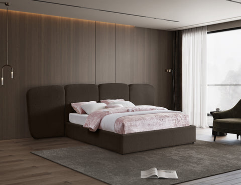 Sloane Brown Boucle Fabric Upholstered King Bed, 1 Piece