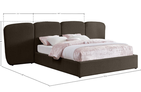 Sloane Brown Boucle Fabric Upholstered Queen Bed, 1 Piece