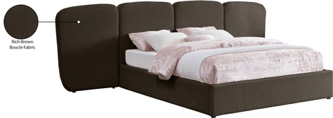 Sloane Brown Boucle Fabric Upholstered Queen Bed, 1 Piece