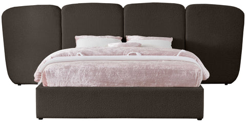 Sloane Brown Boucle Fabric Upholstered Queen Bed, 1 Piece